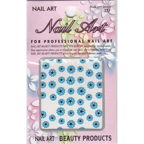 3D matricák, középen fekete, kék virágok