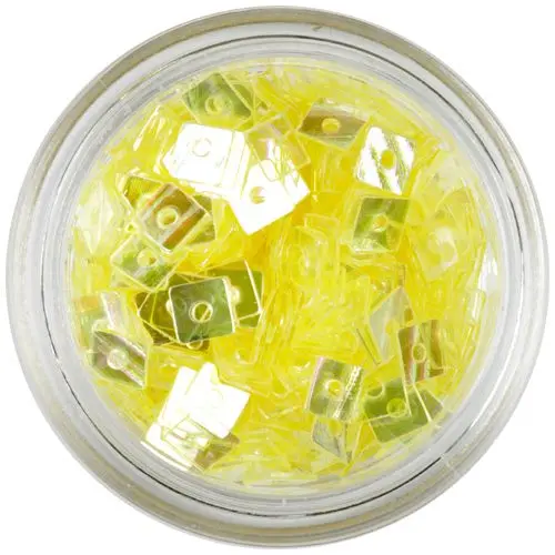 Áttetsző négyzet - sárga nail art lyukas dísz