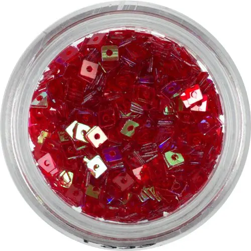 Piros négyzet - áttetsző, lyukas nail art dísz