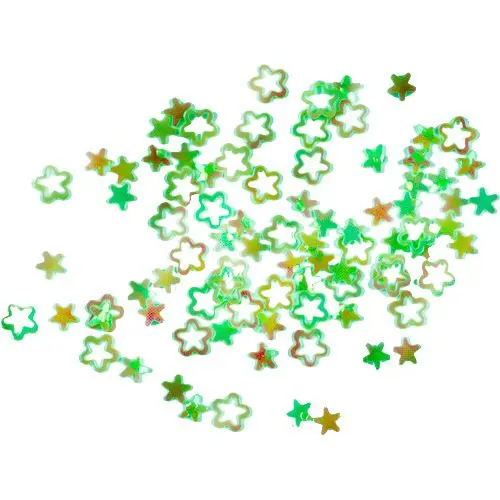 Flitter - zöld színű lyukas virágok - hologrammos