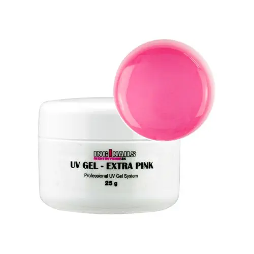UV zselé Inginails - Extra Pink, egyfázisú átlátszó, 25g/műköröm építő zselé