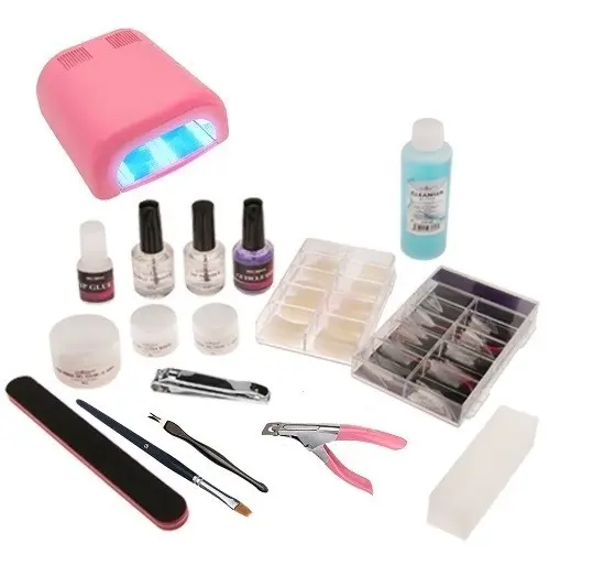 2 - fázisú rendszer - UV Gel Profi 1 készlet nagy, 4 fénycsöves rózsaszín UV lámpa