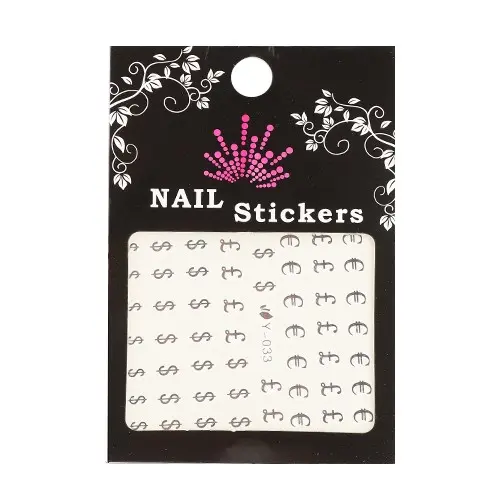 Körömdíszítő matrica motívummal €, $ a £