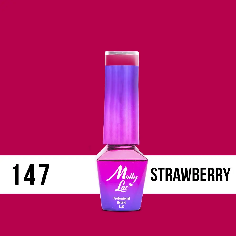 MOLLY LAC gél lakk Flamingo - Strawberry 147, 5ml/gél lakk készítés