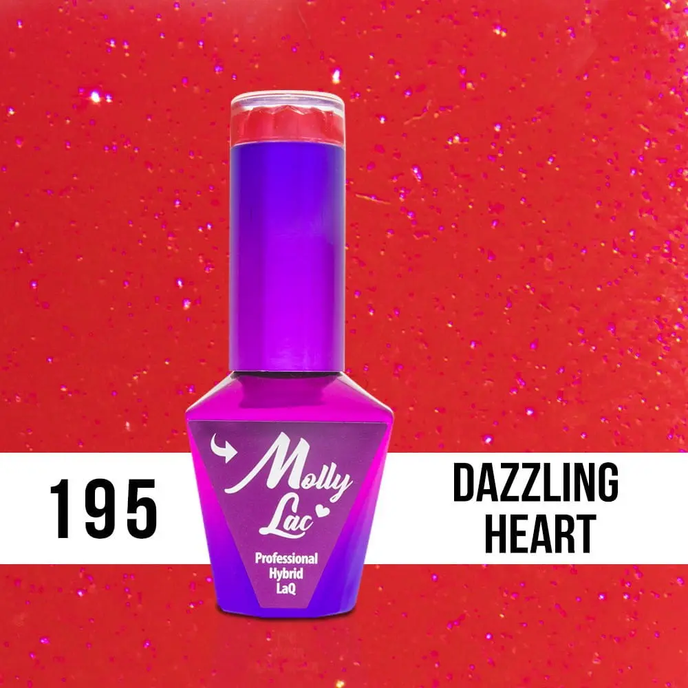 MOLLY LAC UV/LED gél lakk Hearts and Kisses - Dazzling Heart 195, 10ml/gél lakk készítés
