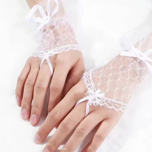 Dekoratív kesztyű fotózáshoz, fehér