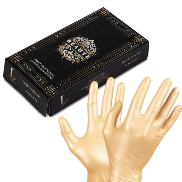 Eldobható kesztyűk Beaute Luxe L méret, arany - 50 db