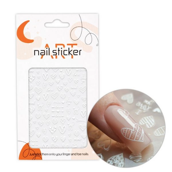 Körömmatricák - Fehér Szívek F926