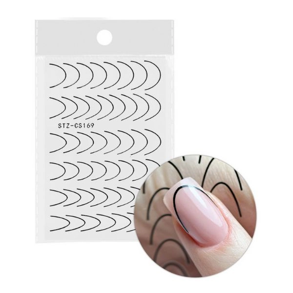 Körömmatricák - French Smile Line 48 db, fekete - STZ-CS169