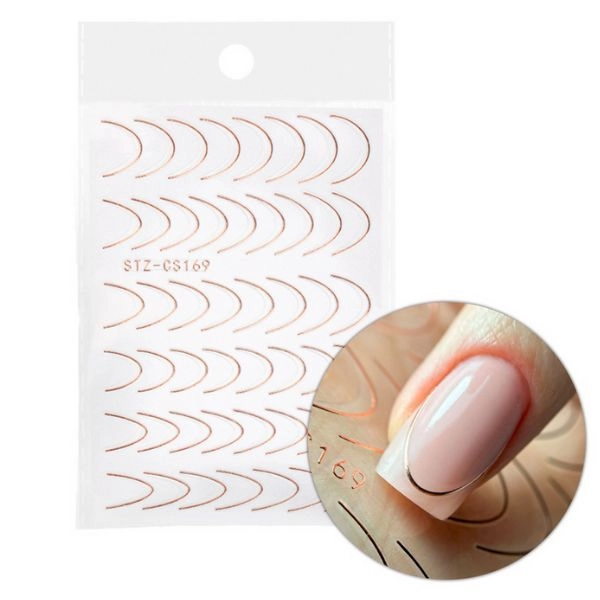 Körömmatricák - French Smile Line 48 db, rozé arany - STZ-CS169