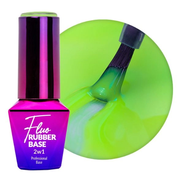 Molly Nails Fluo Rubber Base 2v1 - Lime Mojito nr. 3, 10g