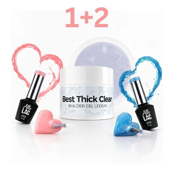NTN Gel Best Thick Clear UV/LED építőzselé, 50 g + 2 db AlleLac színes zselé, 5 ml – AKCIÓ: 1+2 INGYEN