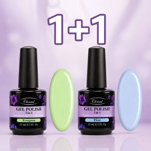 Christel 2 az 1-ben gél lakk – Evergreen 15 ml + AJÁNDÉK Elixir gél lakk, 15 ml