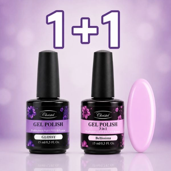 Christel Gél lakk – Gel Polish Glossy 15 ml + AJÁNDÉK Bellissima gél lakk, 15 ml
