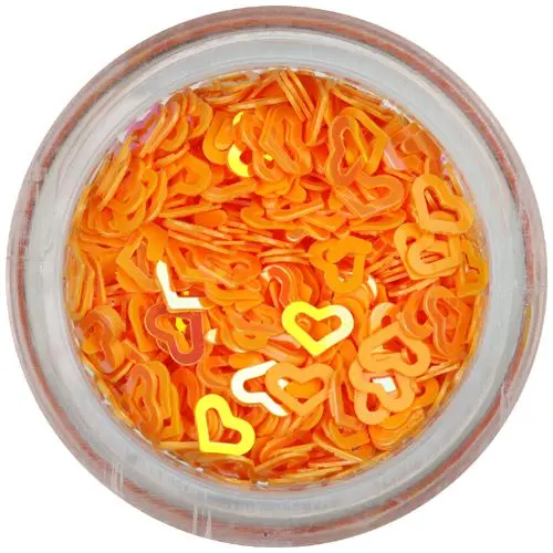 Körömdíszek - élénk narancssárga szívecskék