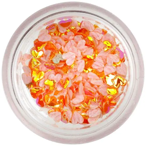 Dekorációs plasztik-textil konfetti - narancssárga szívecskék