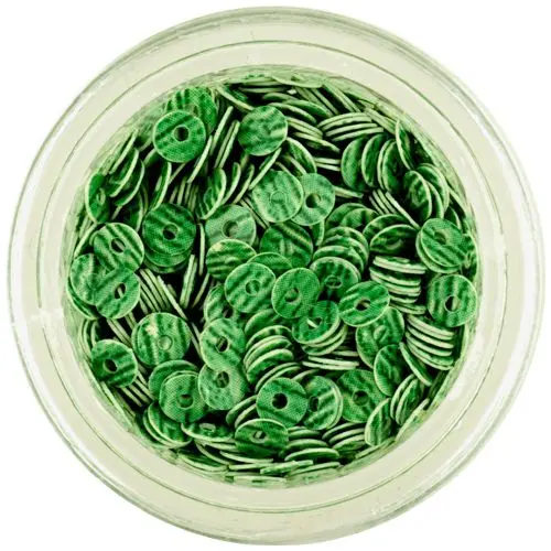 CD flitterek – lyukas zöld karikák sötétzöld csíkokkal