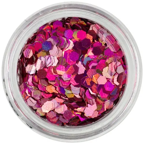 Díszítő hatszögek - holografikus, rózsaszín