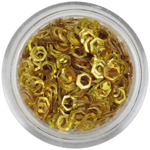 Díszítő hatszög - mélyarany, hologramm