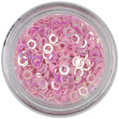 Díszítő konfettik - világos rózsaszín hatszögek