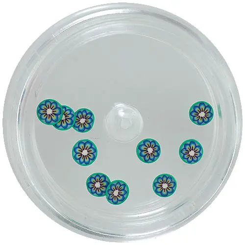 Türkiz kerámia virágocskák, kör alakú háttér