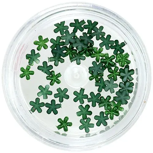 Gyöngyházas körömdíszek - sötétzöld virágocskák