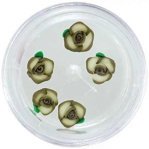 Körömdíszek - akryl virágocskák, fehéres sötétzöld