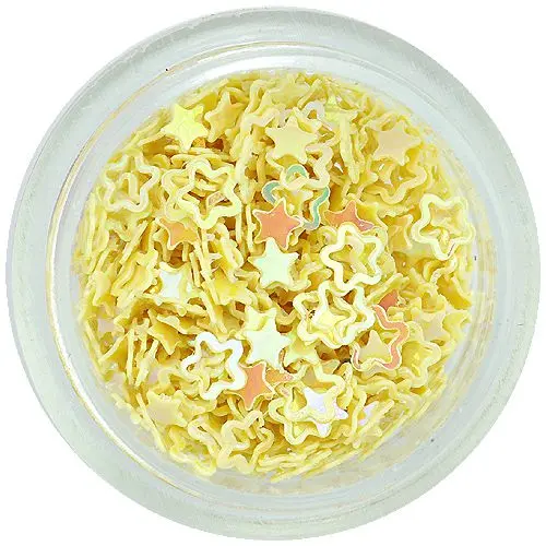 Körömdísz - világossárga virágok, ívek