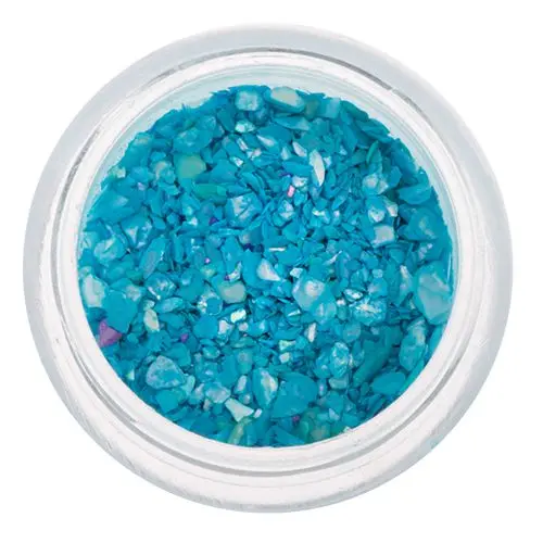 Azúr-türkiz színű körömdísz - rendszertelen törmelék