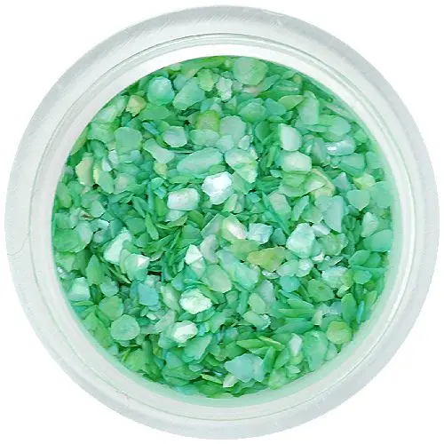 Szabálytalan alakú körömdíszek - mentazöld törmelékek