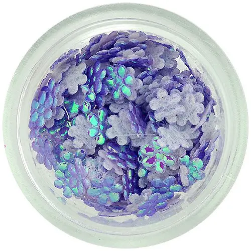 Gyöngyházfényes, világoslila textil virágocskák körömdíszítésre