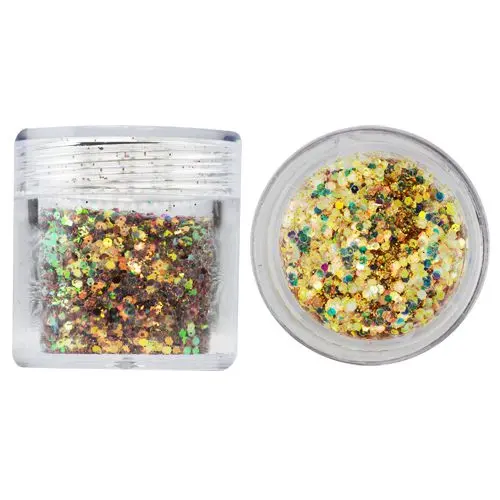 Hatszög csillámporban, 1mm - multicolor, 10g