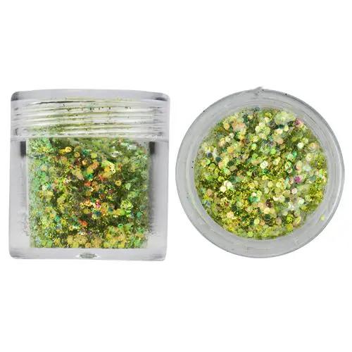 Hatszög csillámporban, 1mm - olivazöld, 10g