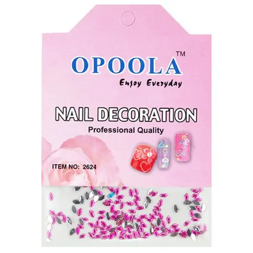 Rózsaszín körömdíszítő kövek tasakban – oválisok, 120db