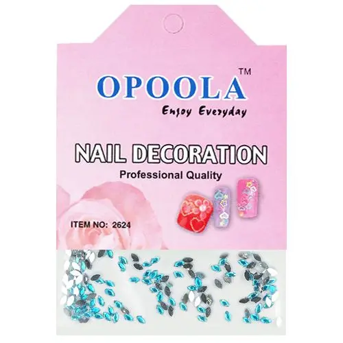 Körömdíszítő kövecskék - ovális, türkiz, 120db tasakban