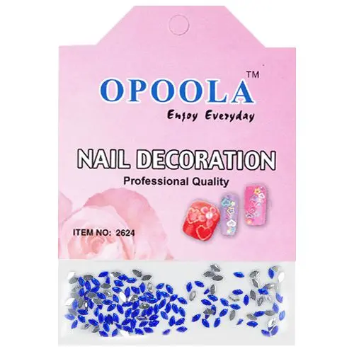 Királykék körömdíszítő kövek tasakban – oválisok, 120db