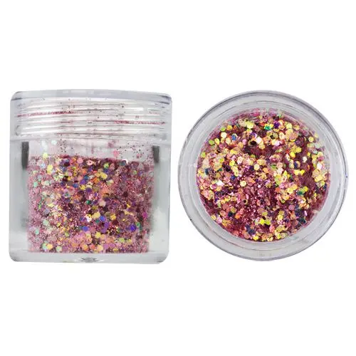 Hatszög csillámporban, 1mm - világos rózsaszín, 10g