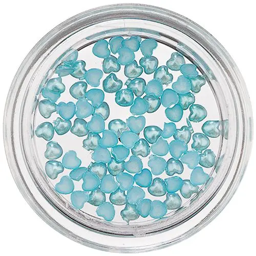 Szívecske alakú gyöngyházfényes díszek – türkizkék