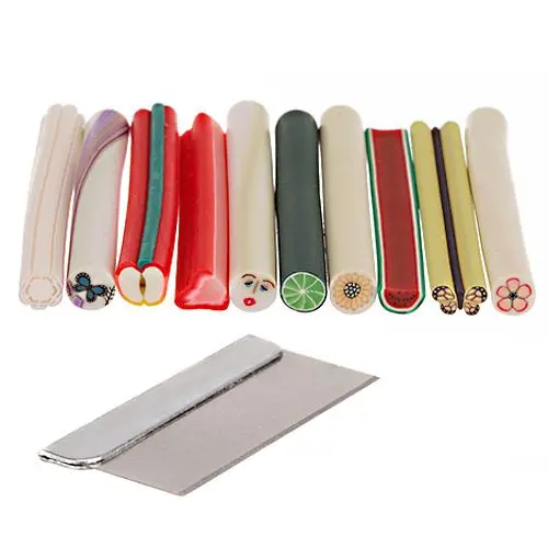 Dekorációs Fimo Nail Art rudacskák, 10db - mix + szeletelő