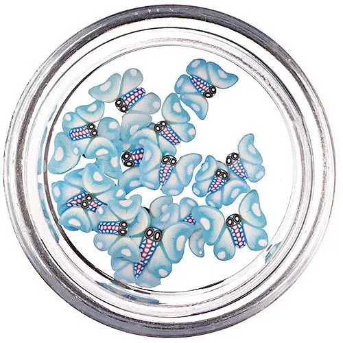 Szeletelt türkiz-fehér lepkerúd - Fimo Nail Art