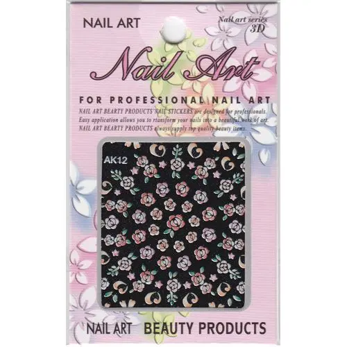 Csillámló 3D matricák, piros rózsák és levelek