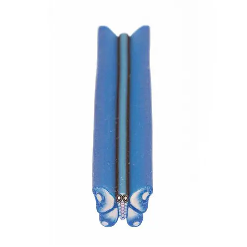 Lepke - fimo dísz kék-fehér színben, rúd